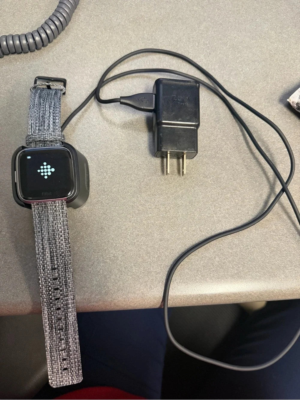 Fitbit Versa Special Edition Smartwatch with Heather Gray Woven Band